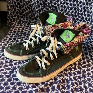 U.S POLO ASSN. denim high tops satin purple green floral interior laced Sneakers
